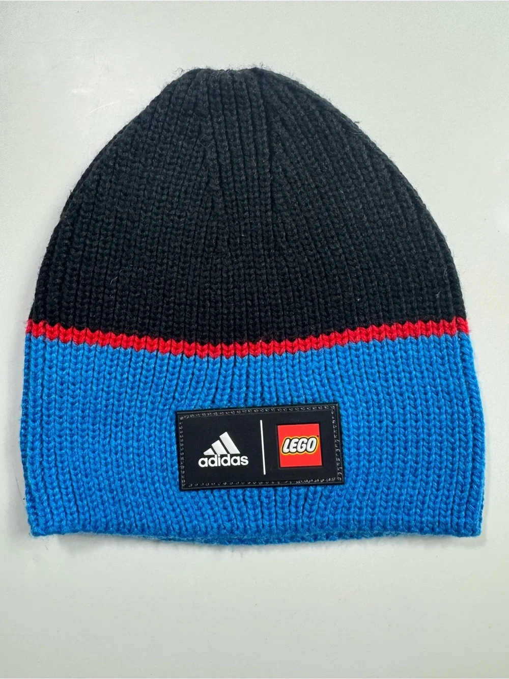 Adidas x LEGO Kids Blue Black Knit Beanie Hat One Size Acrylic Winter Cap